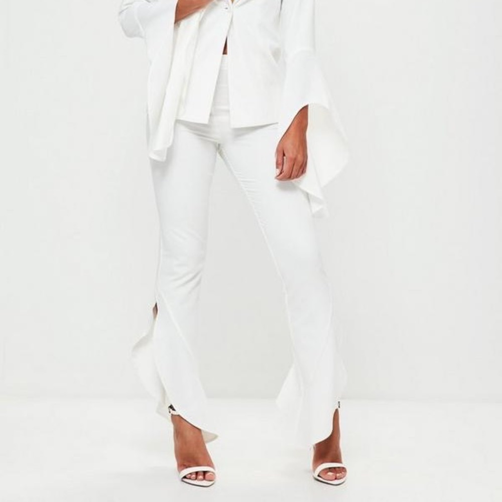 Missguided White Asymmetrical Draped Frill Pants